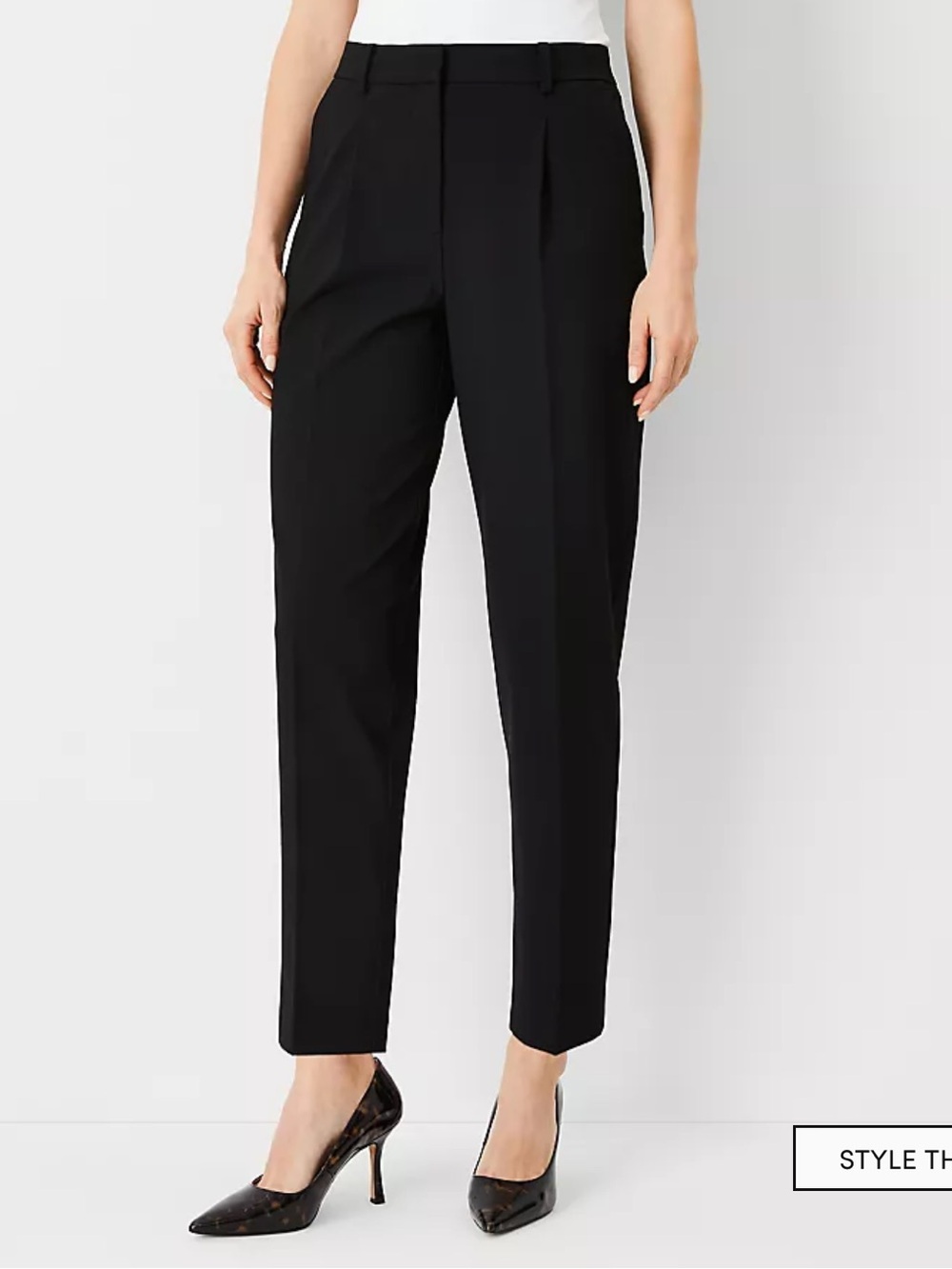 Ann Taylor Black Straight Tapered Ankle Pants